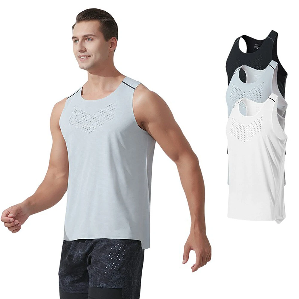 (image for) TENGOO Sports Fitness Sleeveless Shirt Quick Dry Fashion Breathable Men Tank Tops Training Shirts Training for Gym Workout Bodybuilding